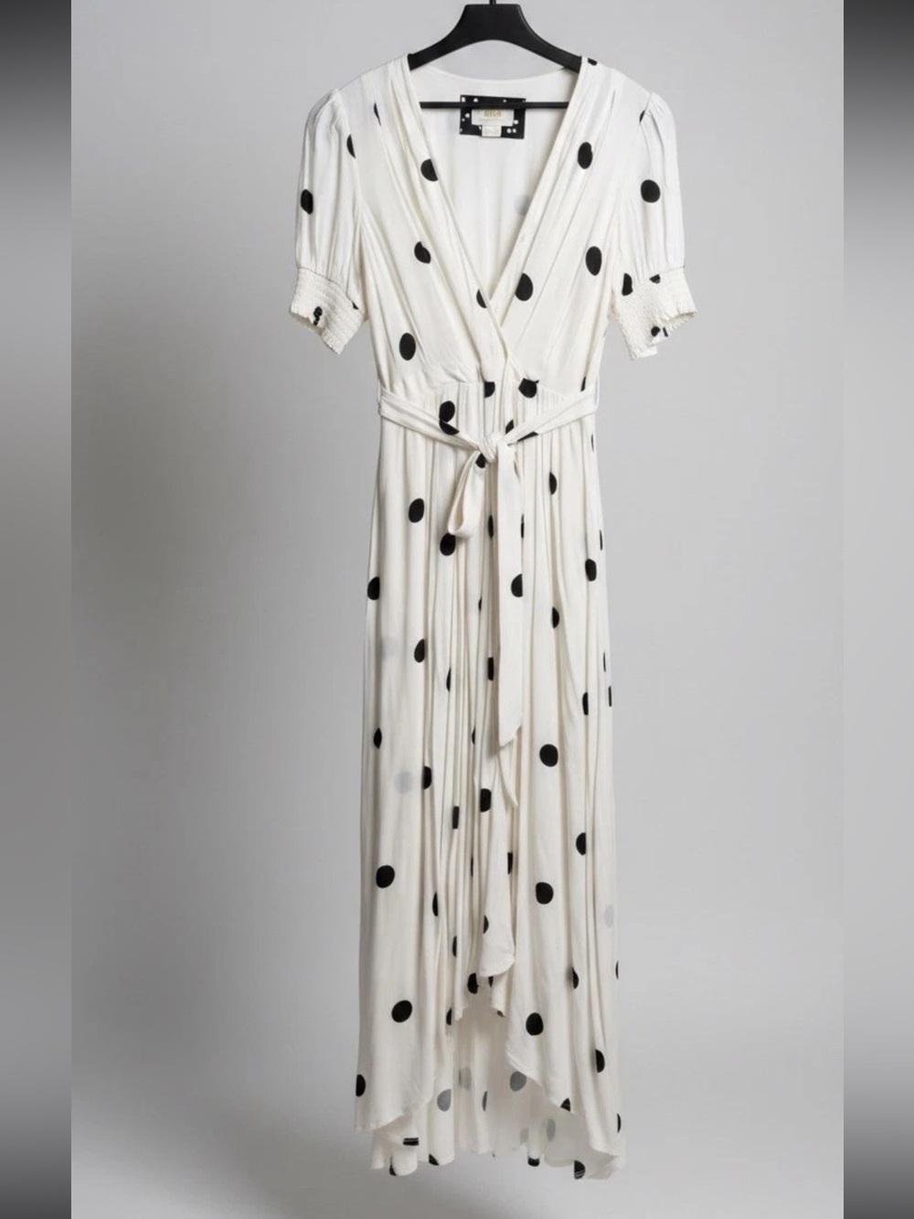 Anthropologie Maeve Ivory Dress with Black Polka Dots US 4